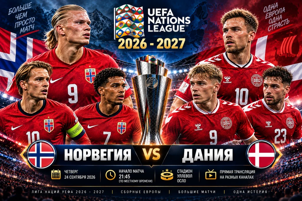 Норвегия — Дания: прогноз на матч, время начала и составы | Лига наций 2026/2027